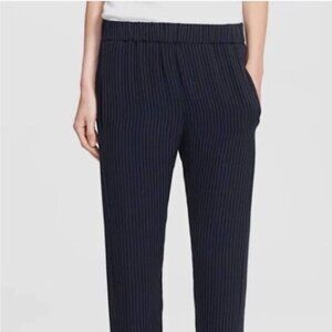Theory Korene Silk Pinstripe Pull-On Cropped Pants Navy Size S